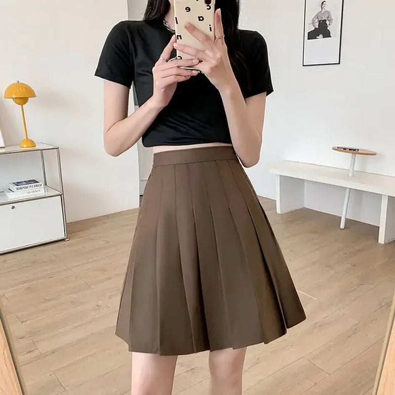 Medium-Length High-Waisted Slimming A- Line Skirt for Women Summer Black Jk Style Korean Version Fashion Trend Female Loose Skir-Gennys fashion