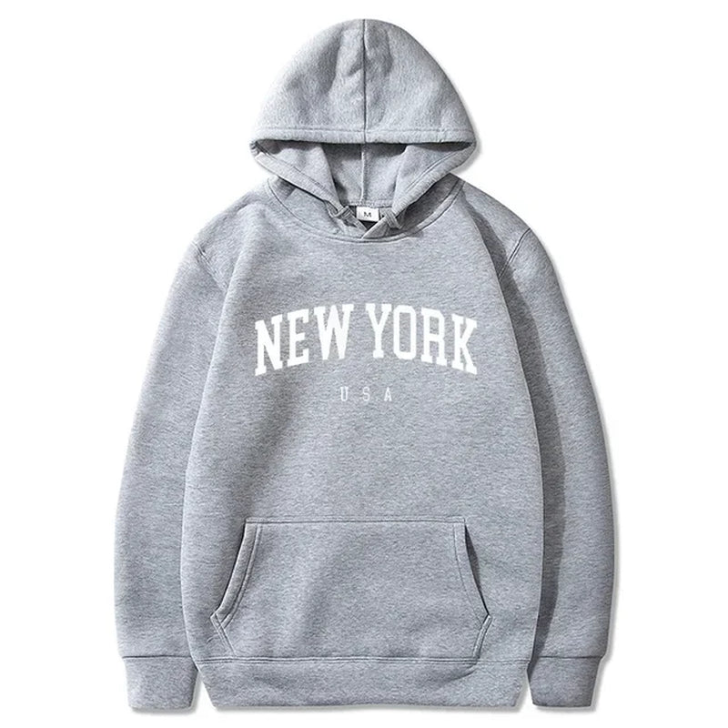 Men Women New York U.S.A City Hoodies Fashion Letter Printed Graphic Sweatshirts Loose Casual Harajuku Hooded Pullover Sportwear-Gennys fashion