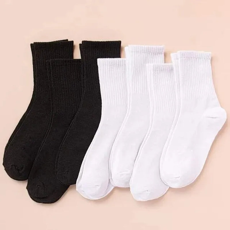 7 Pairs Classic Solid Color Socks