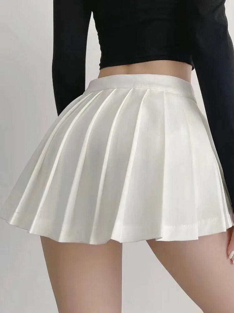 Sexy Women Pleated Skirts High Waist Summer Vintage Mini Skirts Korean Tennis Student White Designed Dance Skirt-Gennys fashion