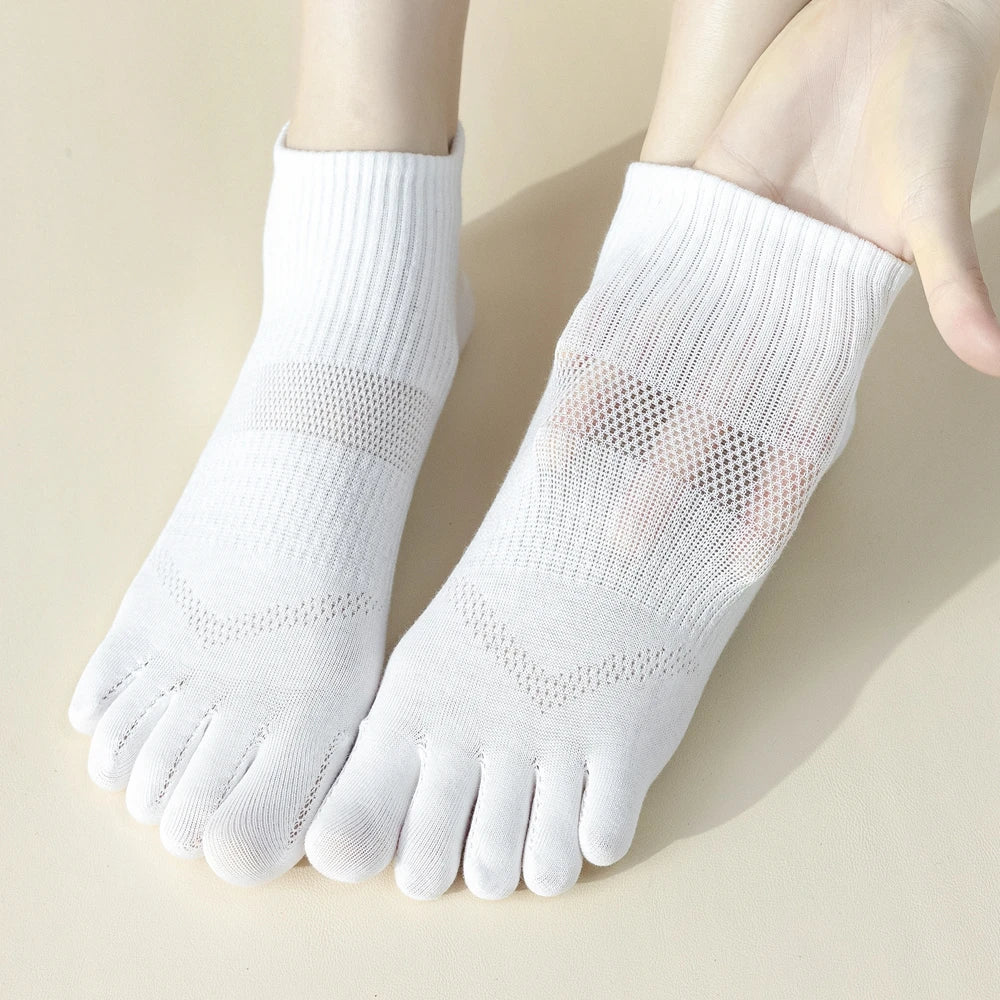 5 Pairs Five Fingers Socks Women Cotton Mesh Summer Toe Socks Sports Anti-Slip Low Cut Ankle Socks with with Separate Fingers-Gennys fashion