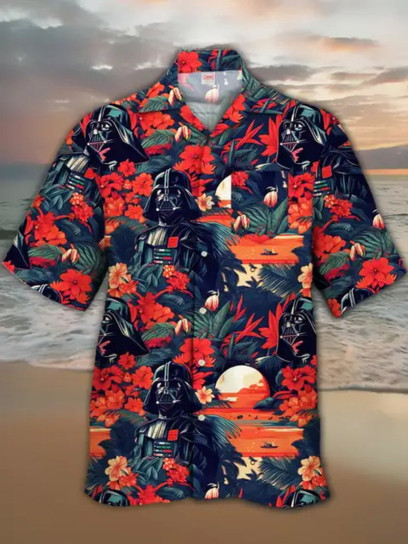 2024 Fashion Ukiyo-E Tropical Floral and Sci-Fi Space Samurai Printing Turndown Collar Hawaiian Short Sleeve Shirt Casual Shirts-Gennys fashion