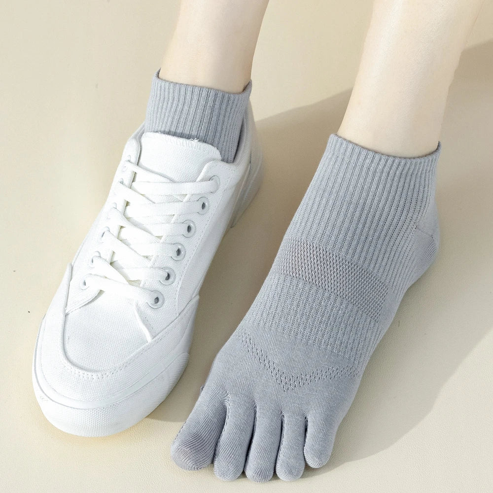 5 Pairs Five Fingers Socks Women Cotton Mesh Summer Toe Socks Sports Anti-Slip Low Cut Ankle Socks with with Separate Fingers-Gennys fashion