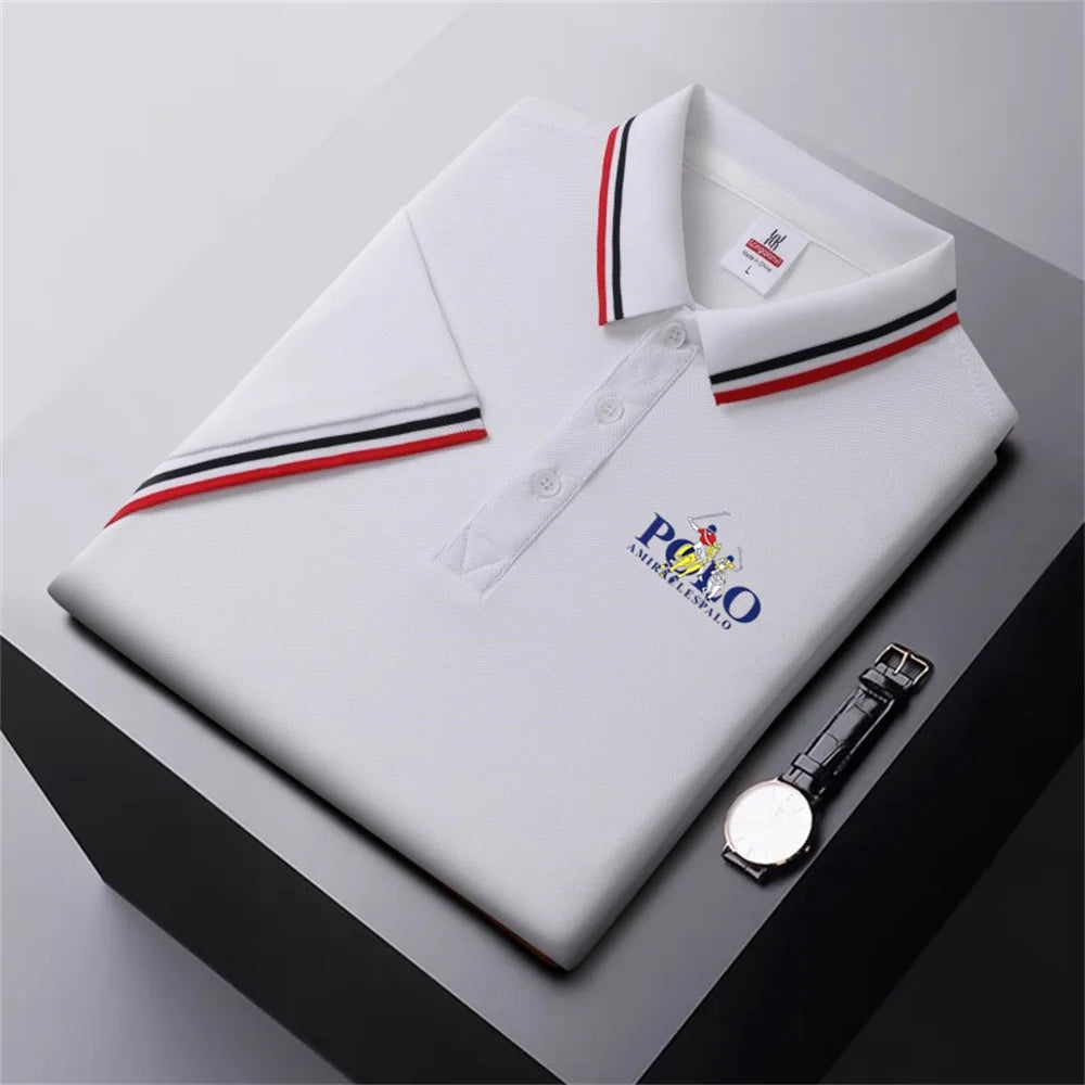 Men Breathable T-Shirt Business and Leisure POLO Shirt Summer New Fashion Short Sleeve Clothes Solid Color Comfortable Pullovers-Gennys fashion