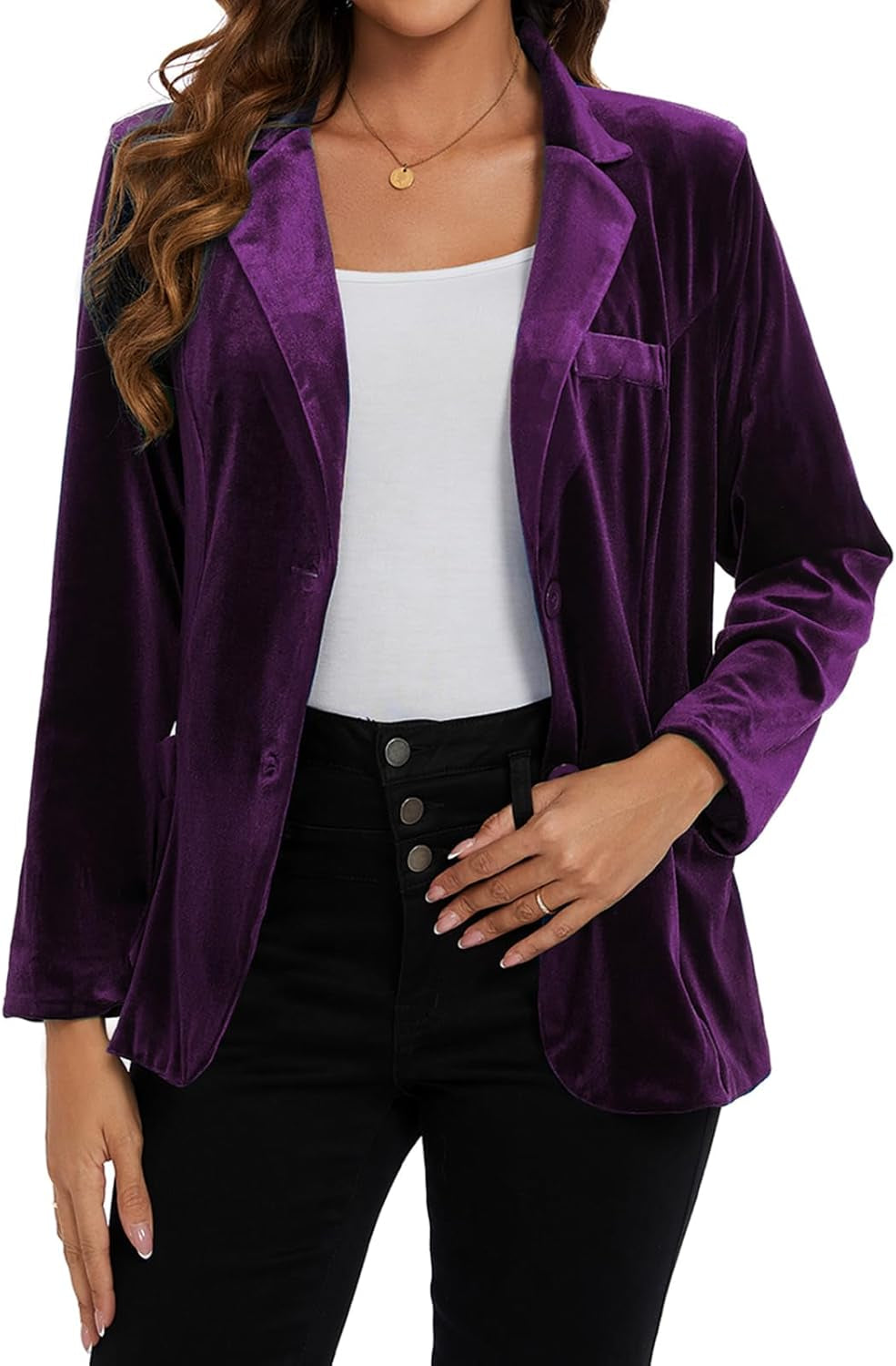 Velvet Blazer Jacket with Pockets