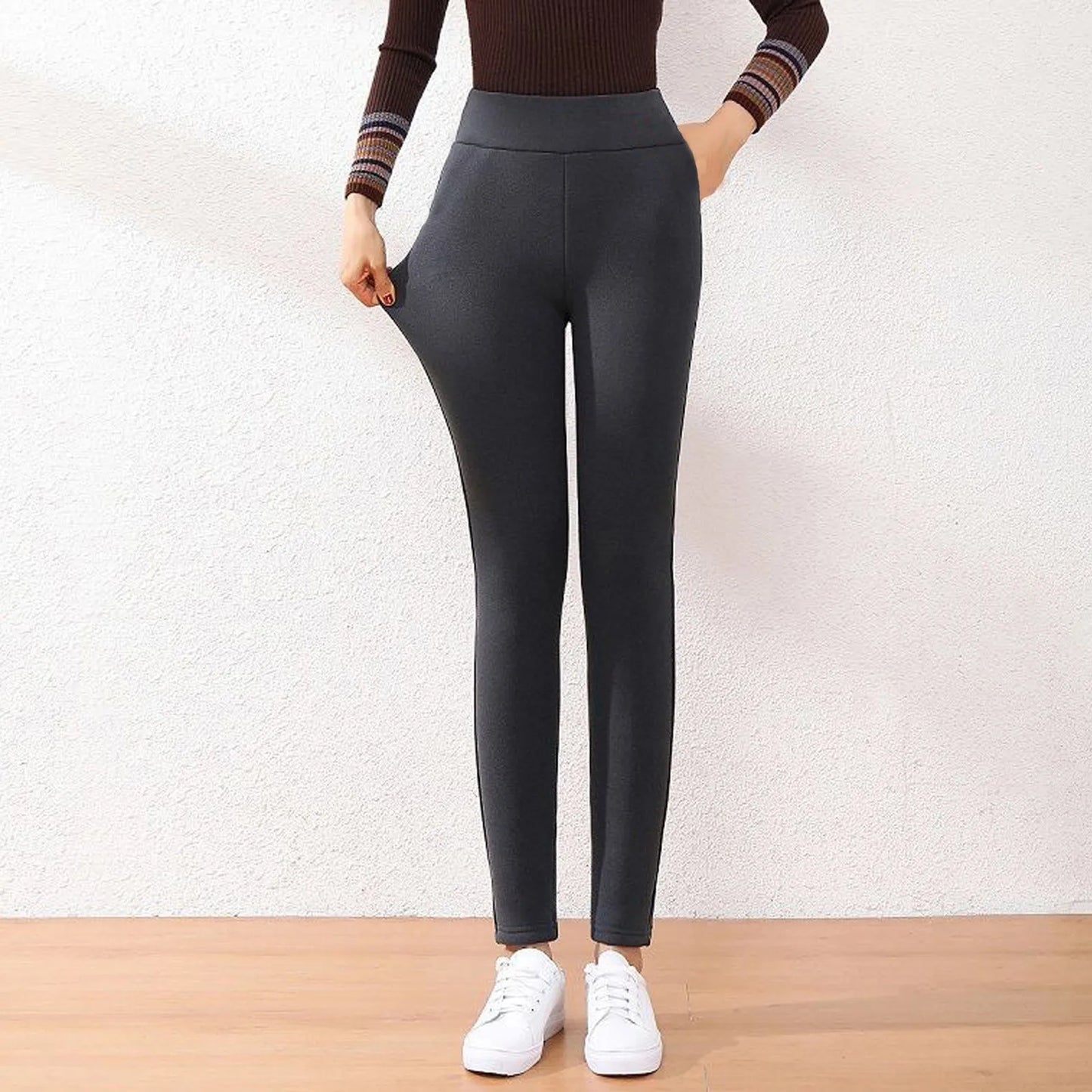 Casual Thicken Cotton Leggings Women Fall Fitness Slim Fit Ankle Length Leggings High Elastic Pants Female-Gennys fashion