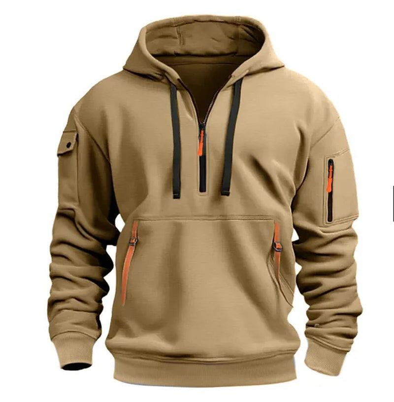 New Men'S Leisure Sports Pullover Multi Zipper Arm Pocket Hoodie Set Autumn/Winter Fashion Hoodie Hoodie Men'S Loose Coat 2024-Gennys fashion