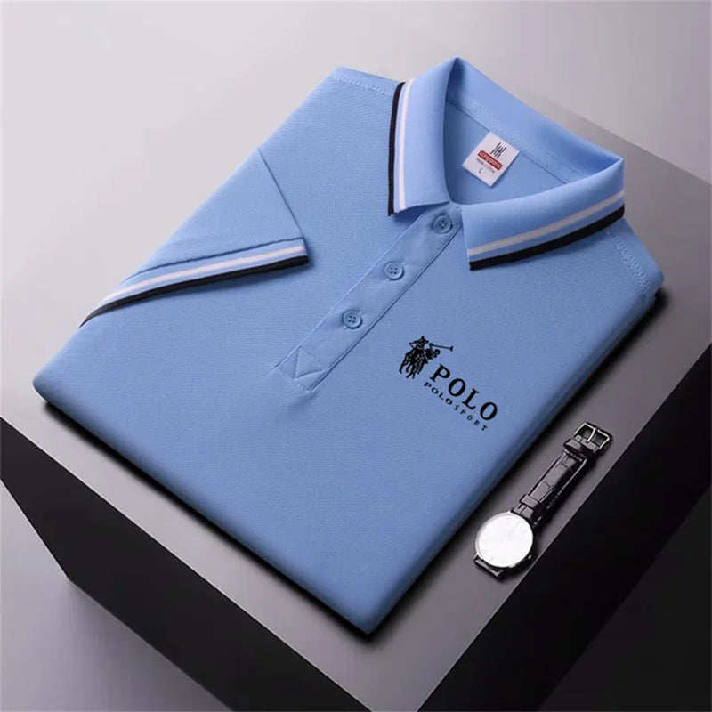 Men Breathable T-Shirt Business and Leisure POLO Shirt Summer New Fashion Short Sleeve Clothes Solid Color Comfortable Pullovers-Gennys fashion