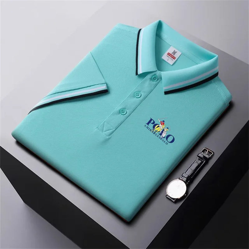 Men Breathable T-Shirt Business and Leisure POLO Shirt Summer New Fashion Short Sleeve Clothes Solid Color Comfortable Pullovers-Gennys fashion