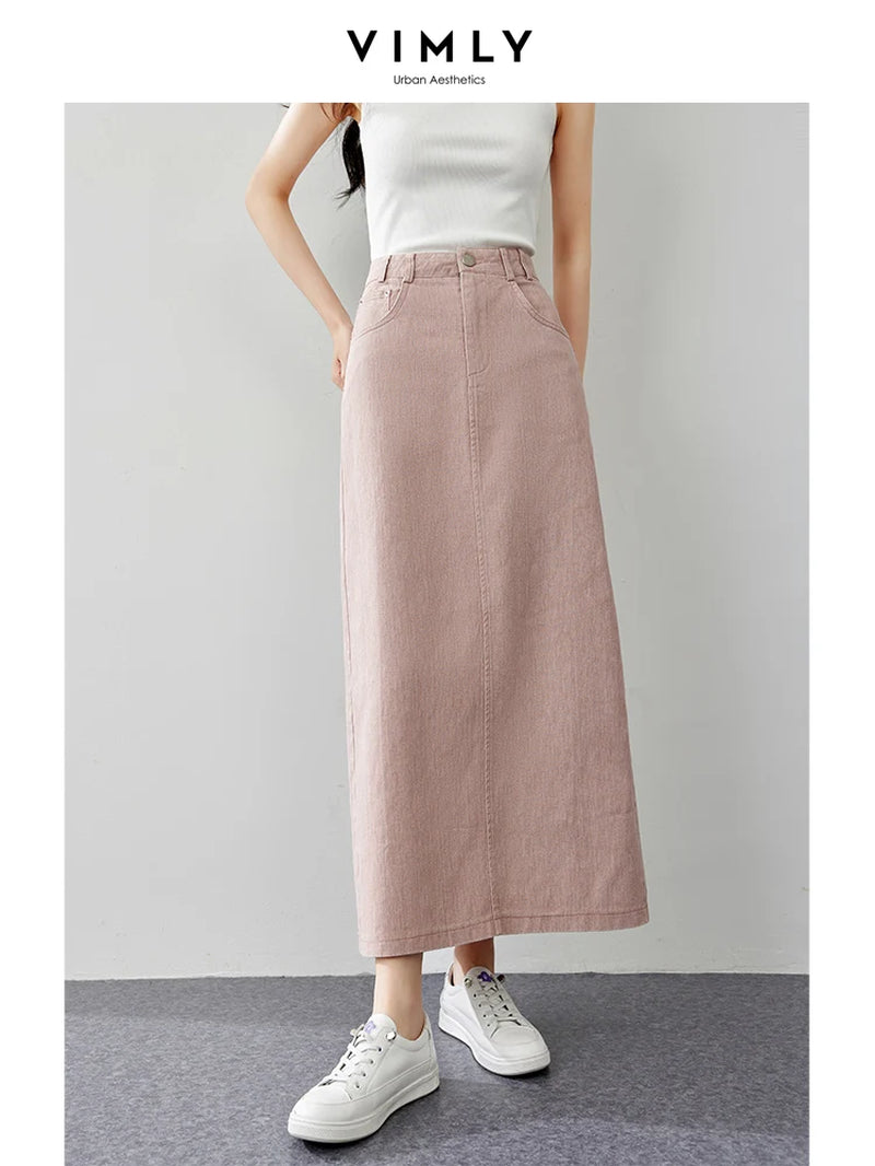 Women'S Workwear Straight Solid Color Skirt Summer New Simple High Waist Back Split Commuter Style Long Skirt 16658-Gennys fashion