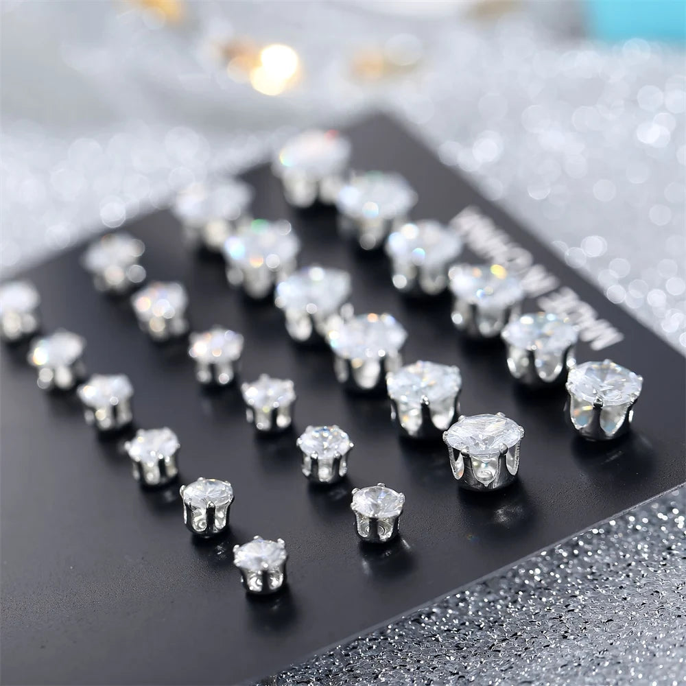 Maximum 36 Pairs Shiny Zircon Stud Earrings Set for Women Men Daily Versatile Chic Silver Color Crystal Ear Jewelry Accessories-Gennys fashion