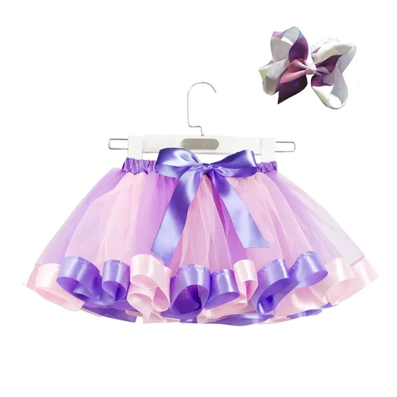 2024 New Tutu Skirt Baby Girls Clothes 12M-8Y Colorful Mini Pettiskirt Kids Party Dance Rainbow Tulle Skirts Children'S Clothing-Gennys fashion