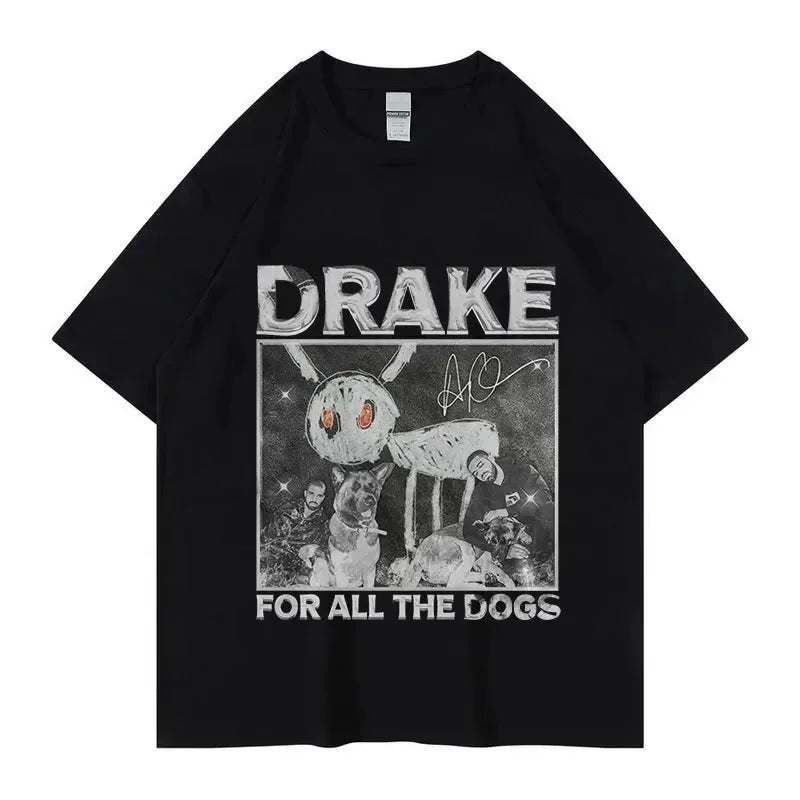 Rapper Drake for All the Dogs Album Tee Print T Shirt Men Women Cotton Hip Hop Short Sleeve T-Shirt Trend Tshirts Clothes Tops-Gennys fashion