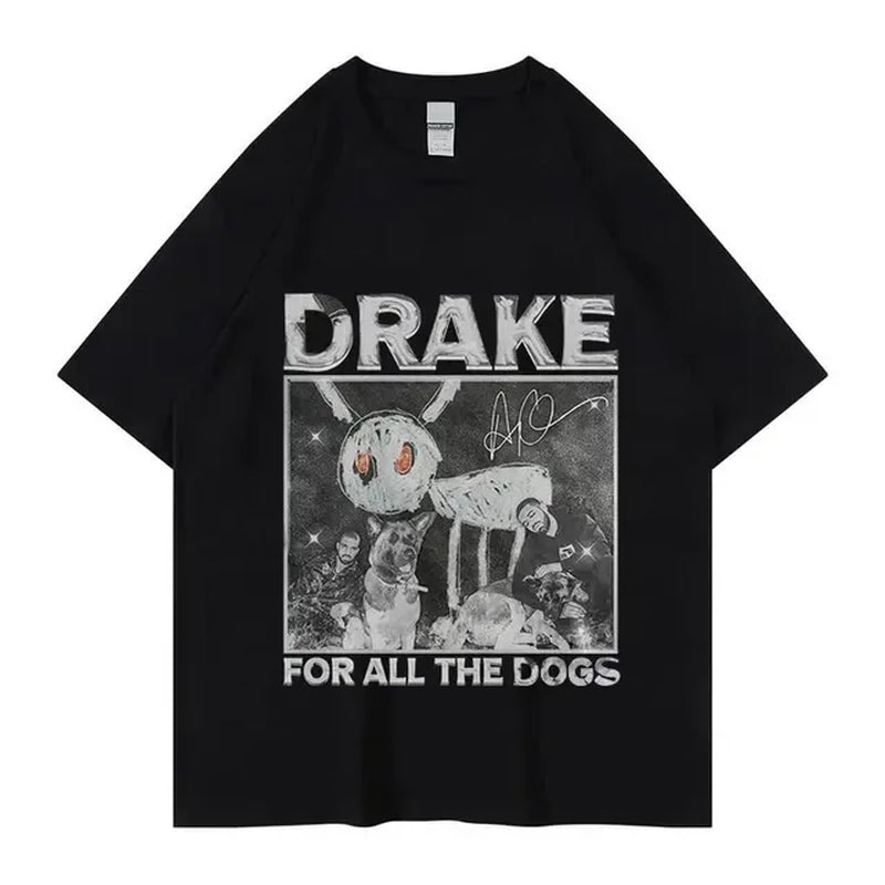 Rapper Drake for All the Dogs Album Tee Print T Shirt Men Women Cotton Hip Hop Short Sleeve T-Shirt Trend Tshirts Clothes Tops-Gennys fashion