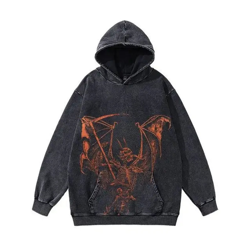 European and American Y2K Creative Printing Washed Old Pullover Hoodies for Man Fashionable Spring and Autumn Couple Sweatshirts-Gennys fashion