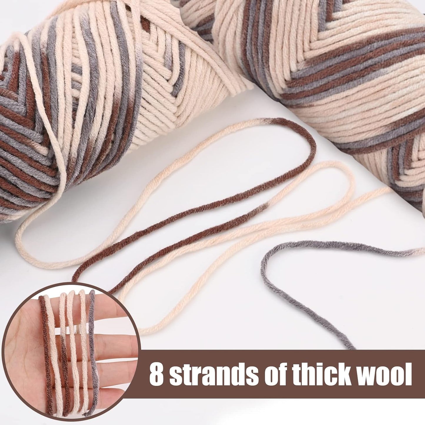 Crochet Knitting Yarn 4omfortable Milk Cotton Wool Double Knitting Yarn Multi-Colored Acrylic Crochet Yarn Set for Hats Doll (Beige + Brown)-Gennys fashion