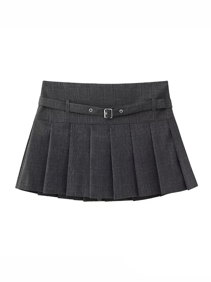 TRAFZA Vintage Casual Chic Women Skirt Solid Short Zipper Straight Short Skirt New Fashion 2024 Summer Holiday Mini Skirt-Gennys fashion