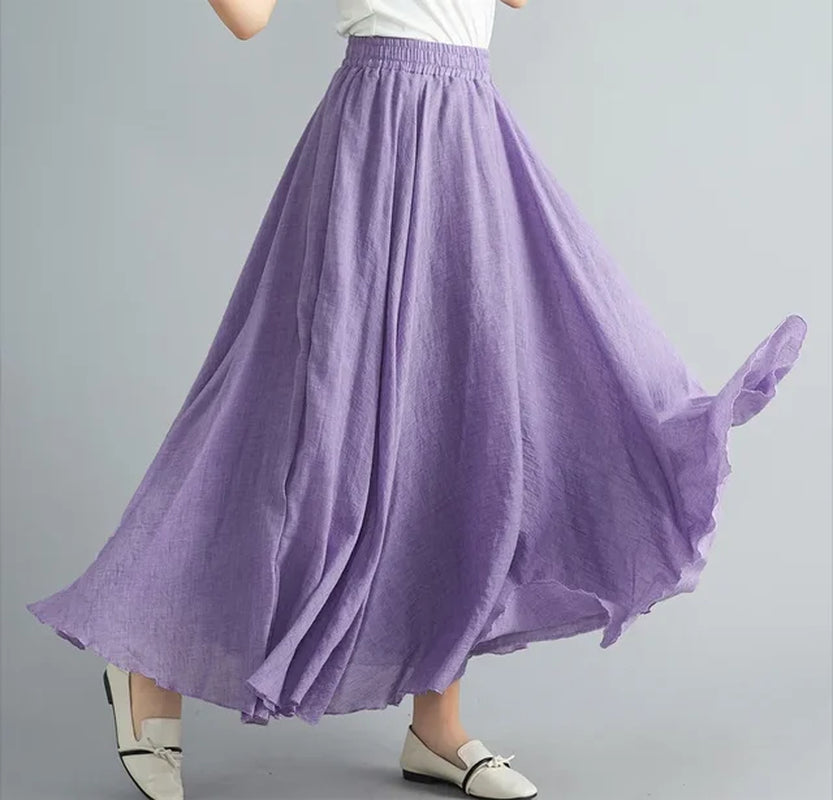 Fashion Cotton Linen Clothes Women Skirts Maxi Y2K Elegant Beach Saia Ropa Mujer Casual Vestido Boho Long Skirt Faldas Harajuku-Gennys fashion