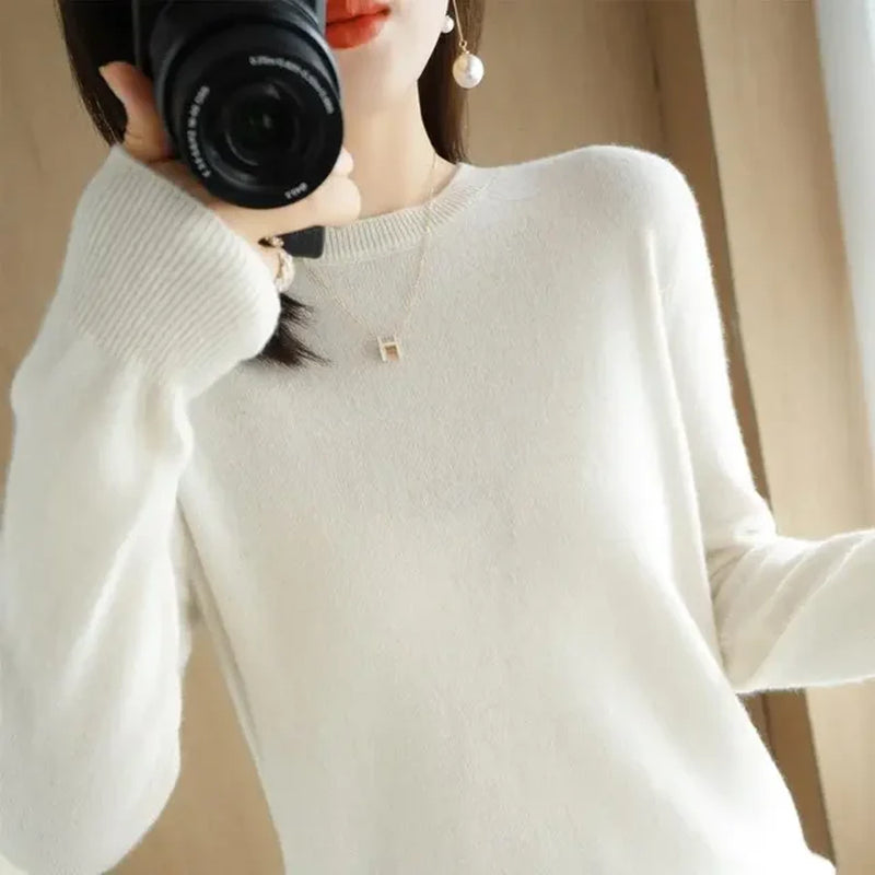 2024 Women Sweater Spring Autumn Long Sleeve O-Neck Pullovers Warm Bottoming Shirts Korean Fashion Sweater Knitwear Soft Jumpers-Gennys fashion