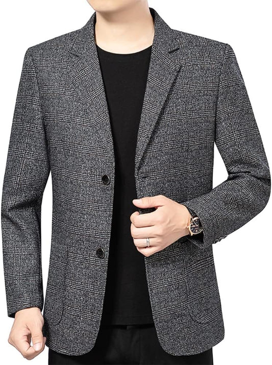 Vintage Slim Fit Plaid Blazer
