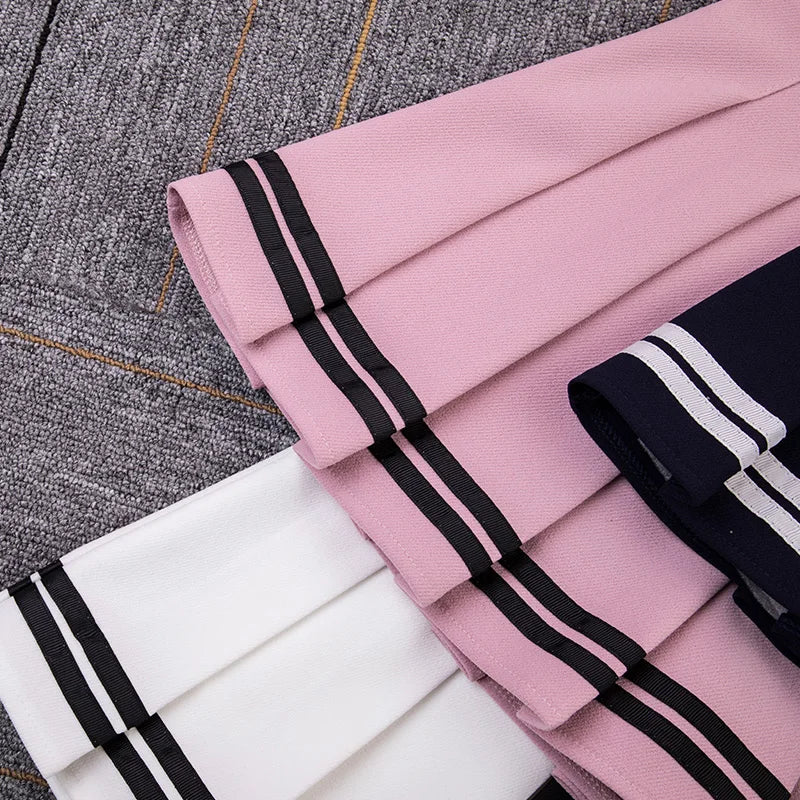 High Waist Women'S Skirts Striped Pleated Elastic Waist Female Sweet Mini Dance Plaid Skirt Y2K Korean England Style-Gennys fashion