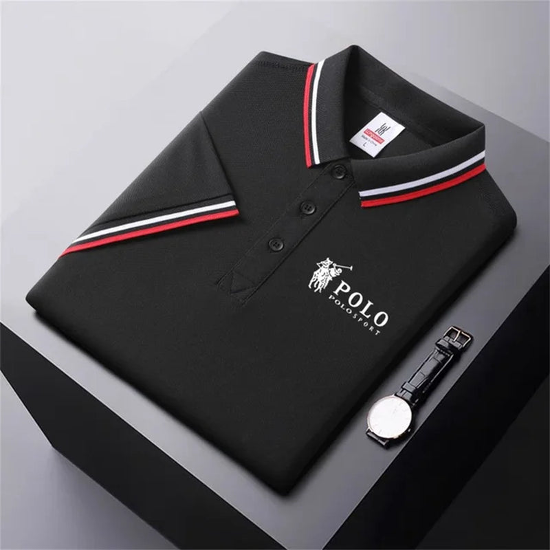 Men Breathable T-Shirt Business and Leisure POLO Shirt Summer New Fashion Short Sleeve Clothes Solid Color Comfortable Pullovers-Gennys fashion