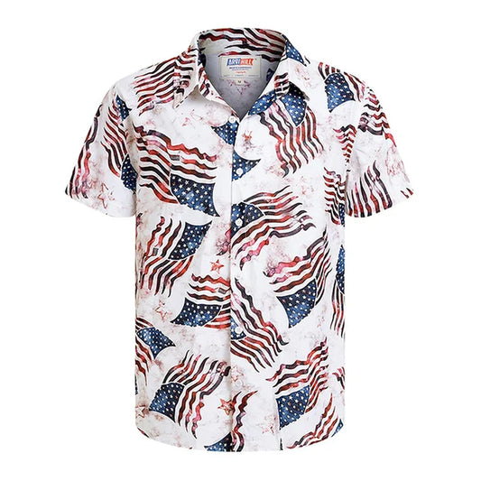 America Flag Graphic Shirts for Men Clothing 3D Printed Hawaiian Beach Shirts Short Sleeve Y2K Tops Vintage Clothes Lapel Blouse-Gennys fashion