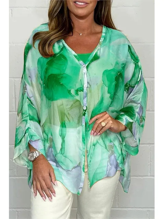 Summer V-Neck Chiffon Blouse