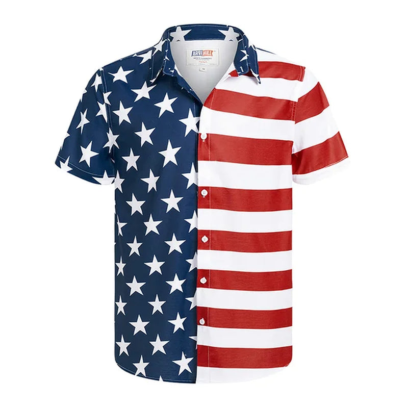 America Flag Graphic Shirts for Men Clothing 3D Printed Hawaiian Beach Shirts Short Sleeve Y2K Tops Vintage Clothes Lapel Blouse-Gennys fashion