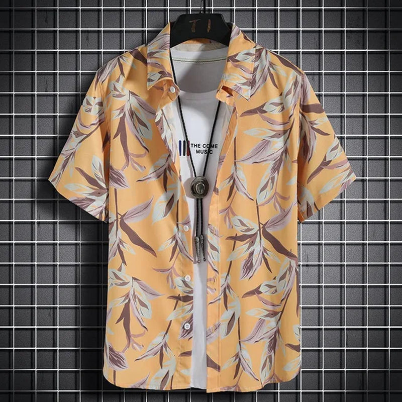 Hawaiian Beach Shirts Men'S Short-Sleeved Casual Shirts Seaside Vacation Quick-Drying Clothes Loose Floral Tops-Gennys fashion