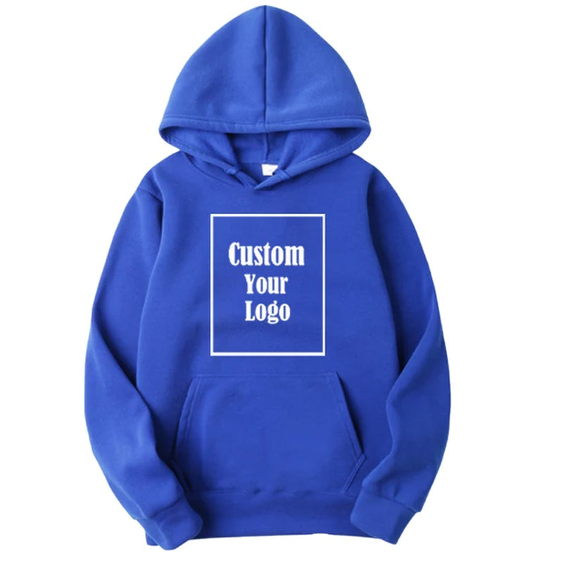 Men Sports Women Casual Hoodies Customize Your Logo Solid Color Pocket Hooded Fitness Fashio Unisex Pullovers Basic Sweatshirts-Gennys fashion