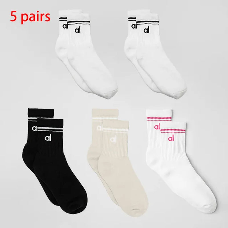 AL Goddess Sports Yoga Solid Color Cotton Socks Vintage Long Sock Yoga Pilates Fitness Women'S Fashion Socks Yoga Long Socks-Gennys fashion