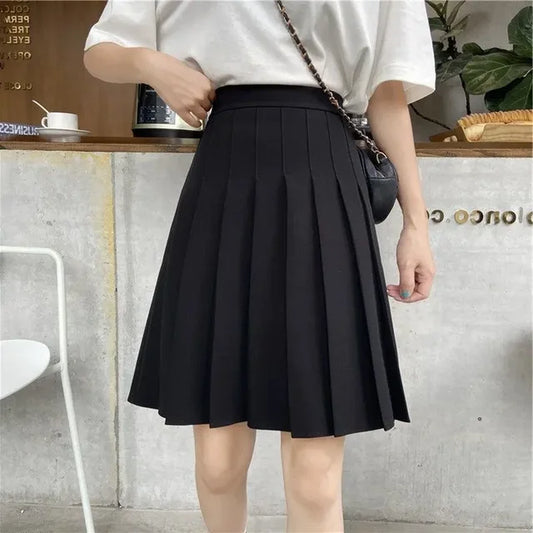 Medium-Length High-Waisted Slimming A- Line Skirt for Women Summer Black Jk Style Korean Version Fashion Trend Female Loose Skir-Gennys fashion