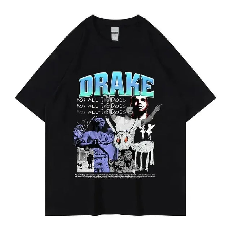 Rapper Drake for All the Dogs Album Tee Print T Shirt Men Women Cotton Hip Hop Short Sleeve T-Shirt Trend Tshirts Clothes Tops-Gennys fashion