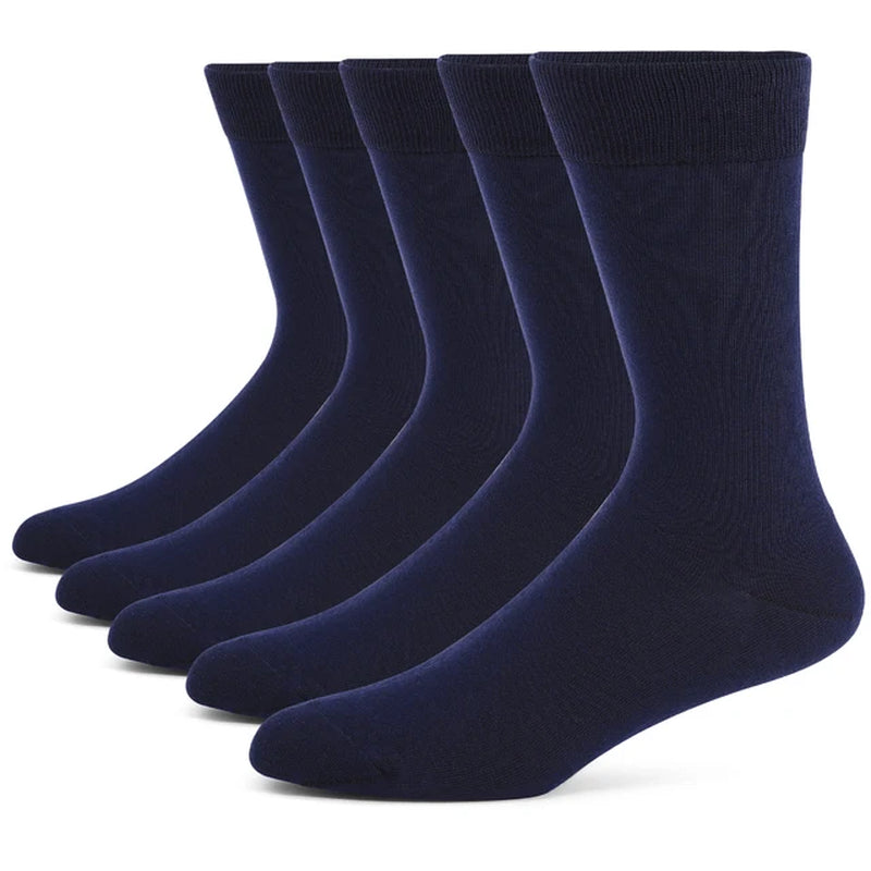 5 Pairs Mens Dress Socks plus Large Size，High Quality Combed Cotton Crew Socks，Black Cool Argyle Breathable Casual Socks for Men-Gennys fashion