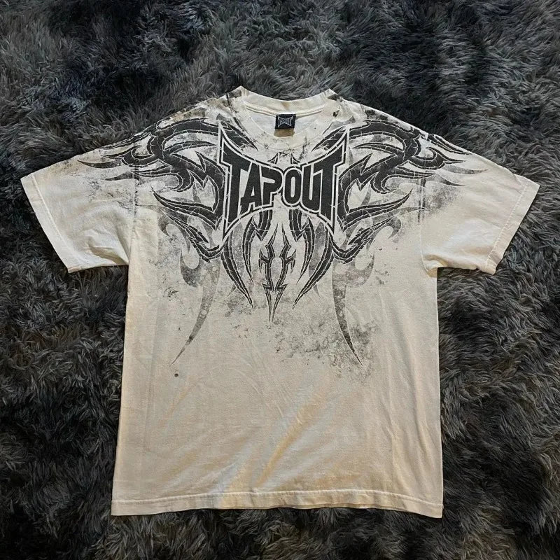 Gothic Summer New Tapout Tshirt Women Cotton Printed Short-Sleeved Y2K Punk round Neck Retro Casual Niche T-Shirt Women Clothing-Gennys fashion