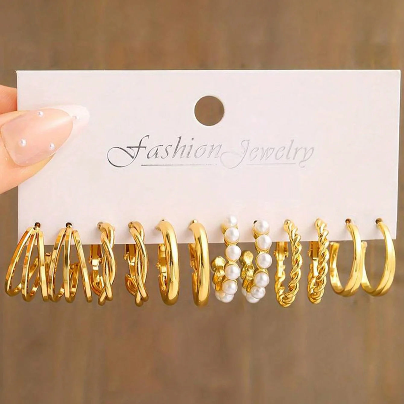 12-Piece Faux Pearl Twist Earrings Set-Gennys fashion