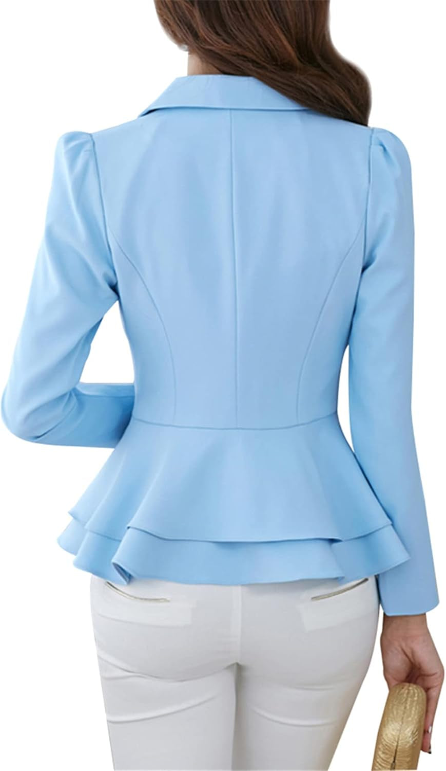 Women Elegant Jacket Suit 3/4 Sleeve Chic Slim Fit Office Business Blazer with Skirt Hem-Gennys fashion