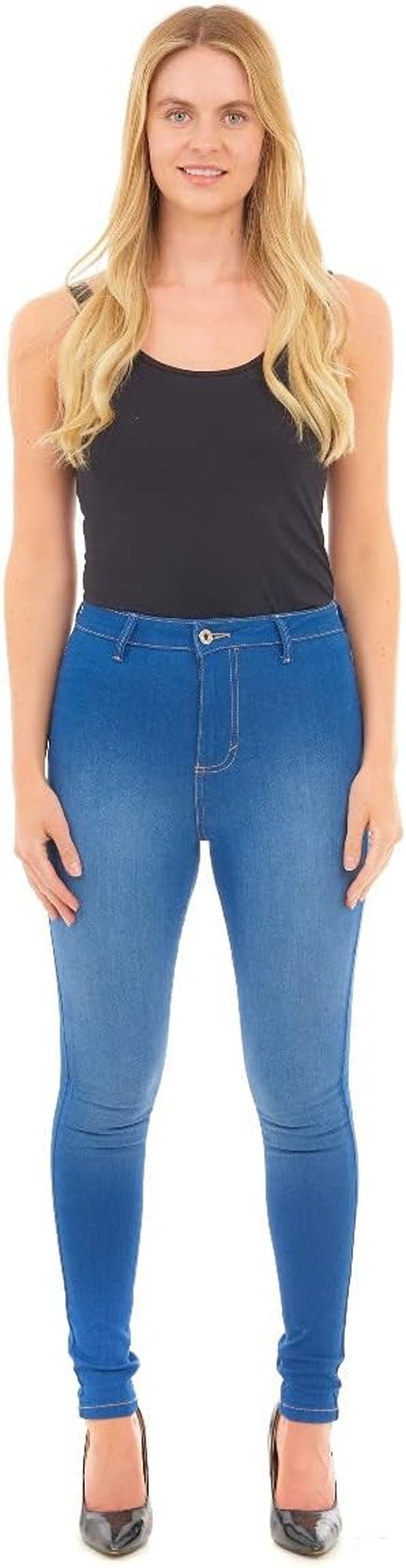 Women'S Ladies High Waisted Denim Jeans Skinny Fit Casual Cotton Trousers Pants with Pockets (16, Black)-Gennys fashion