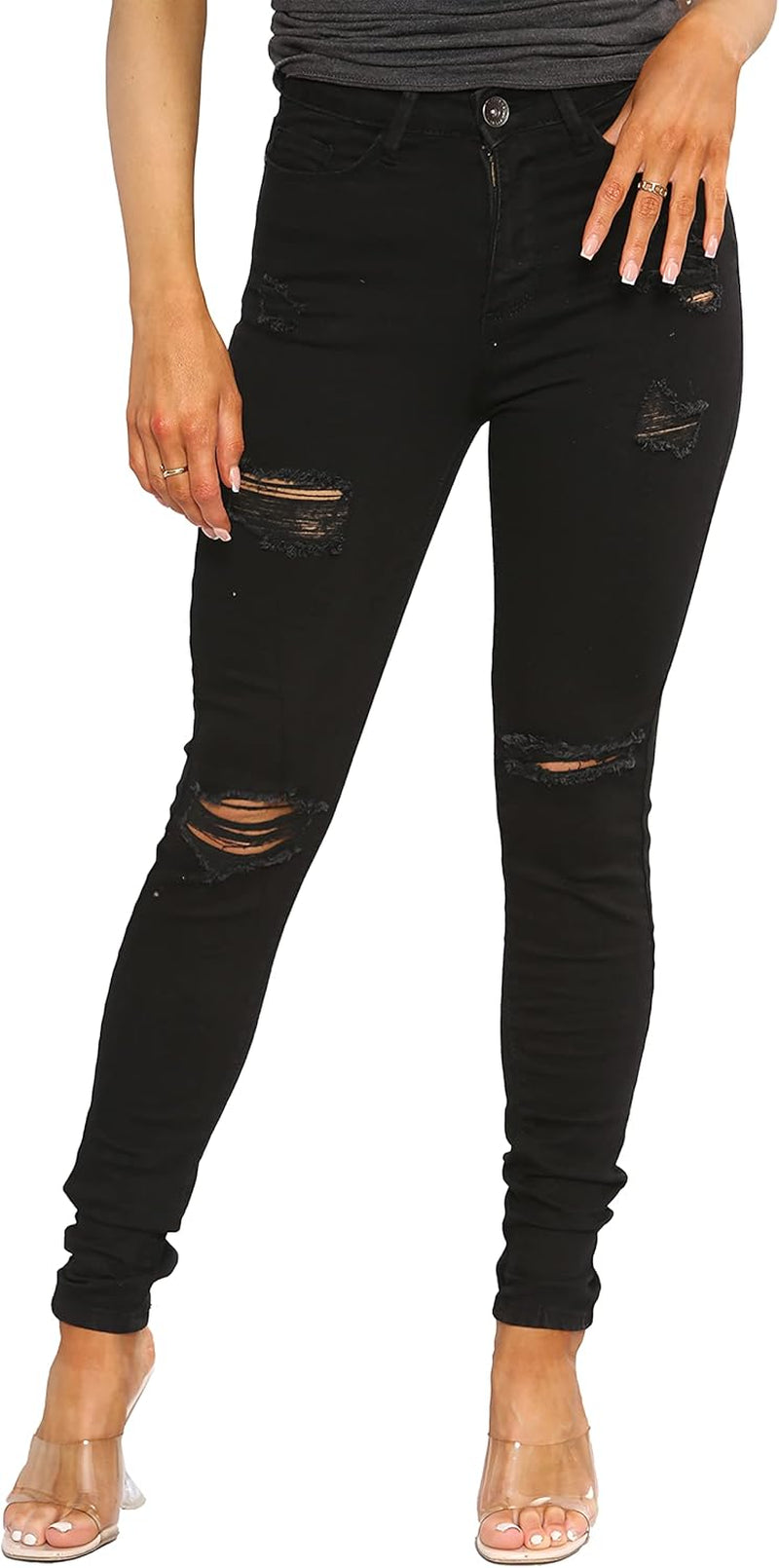 Womens Skinny Jeans Ripped Trousers Ladies Denim Slim Fit Stretch Distressed Pants-Gennys fashion