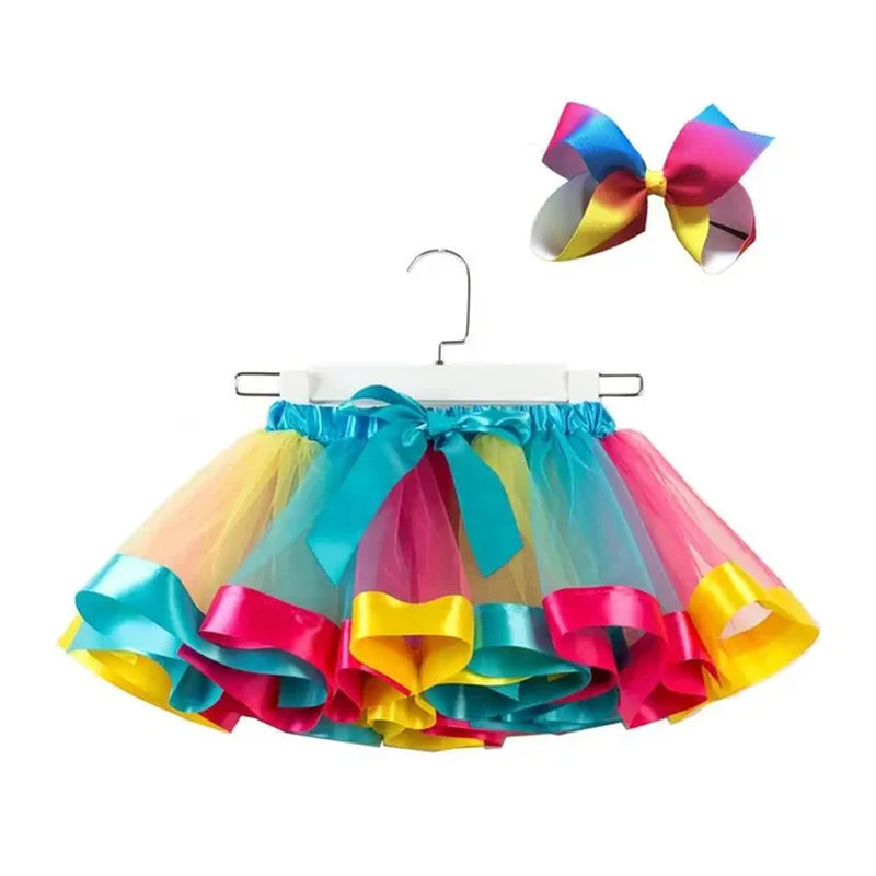 2024 New Tutu Skirt Baby Girls Clothes 12M-8Y Colorful Mini Pettiskirt Kids Party Dance Rainbow Tulle Skirts Children'S Clothing-Gennys fashion