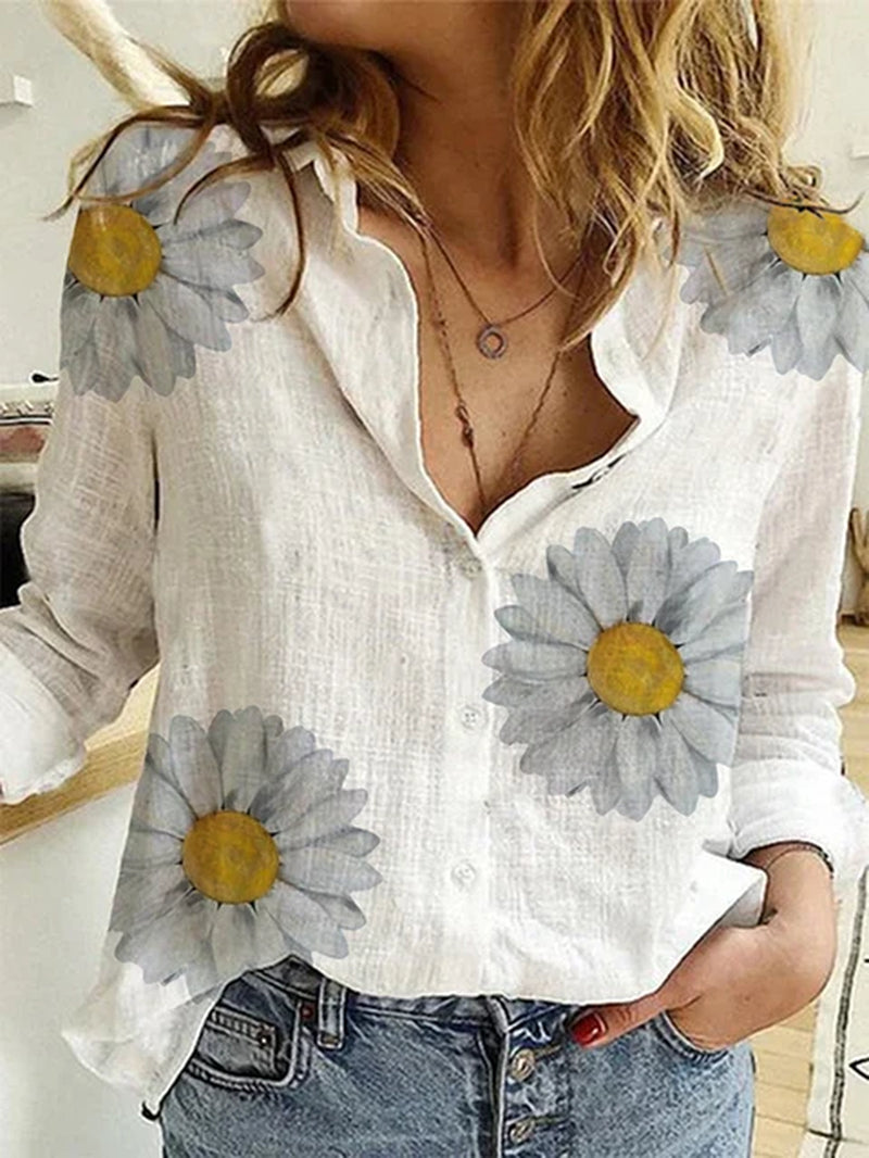 Elegant Cotton Linen Shirts Women Casual Solid Button Lapel Blouses Shirts Autumn Winter Long Sleeve Loose Tops Tunic Blusas-Gennys fashion