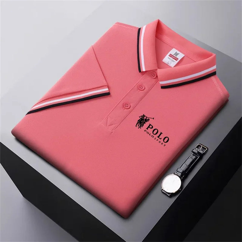 Men Breathable T-Shirt Business and Leisure POLO Shirt Summer New Fashion Short Sleeve Clothes Solid Color Comfortable Pullovers-Gennys fashion