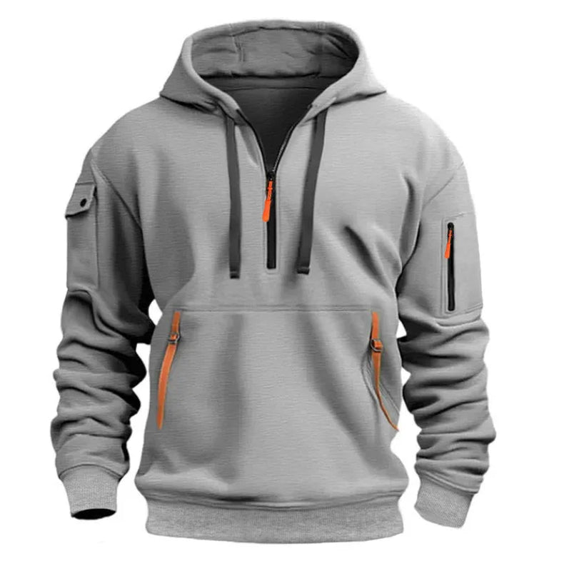 New Men'S Leisure Sports Pullover Multi Zipper Arm Pocket Hoodie Set Autumn/Winter Fashion Hoodie Hoodie Men'S Loose Coat 2024-Gennys fashion