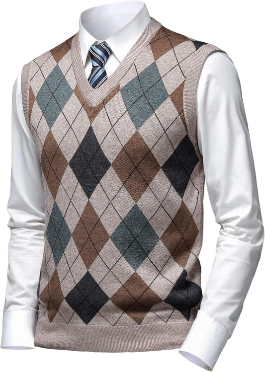 Men's Argyle V-Neck Sweater Vest