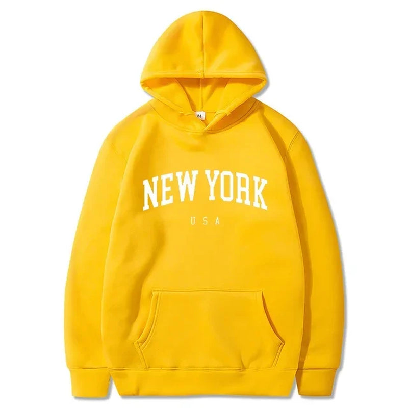 Men Women New York U.S.A City Hoodies Fashion Letter Printed Graphic Sweatshirts Loose Casual Harajuku Hooded Pullover Sportwear-Gennys fashion