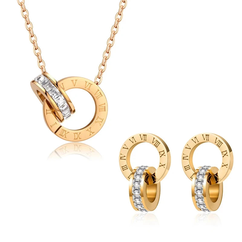 Numeral Shell Pendant Jewelry Set-Gennys fashion