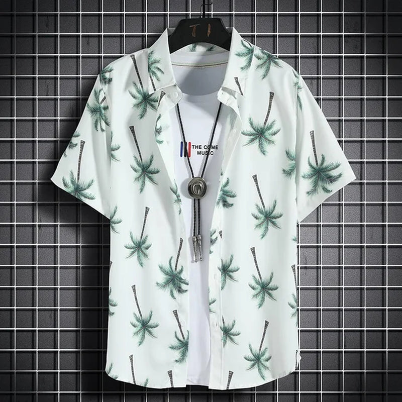 Hawaiian Beach Shirts Men'S Short-Sleeved Casual Shirts Seaside Vacation Quick-Drying Clothes Loose Floral Tops-Gennys fashion