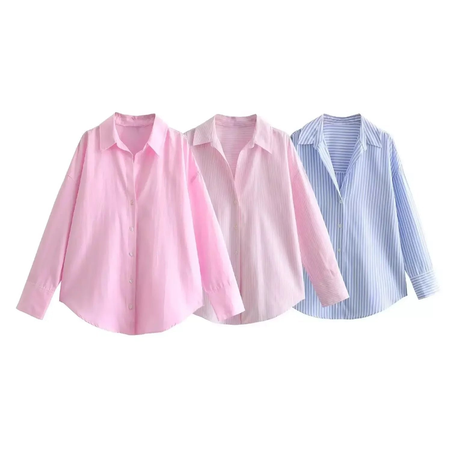 Women Fashion Long Sleeve Single-Breasted Lapel Cotton Oxford Blouse Street Clothing Shirt Chic Ladies Crop Tops Mujer-Gennys fashion