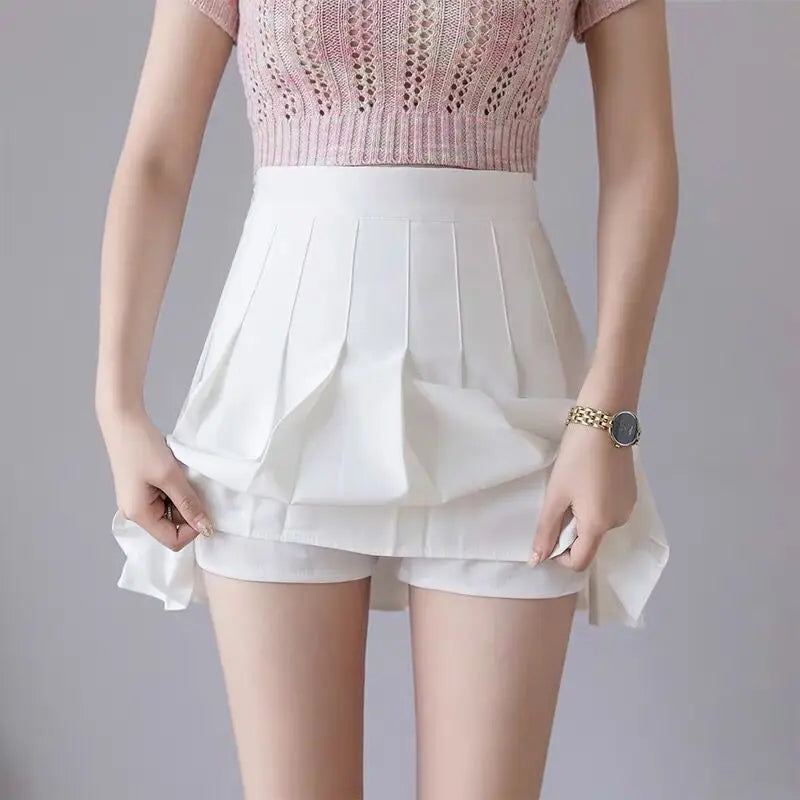 2024 Spring Summer Korean Skirt Shorts Women High Waist Sexy Mini Skirt School Short Pleated Kawaii Japanese Pink Skirt Female-Gennys fashion